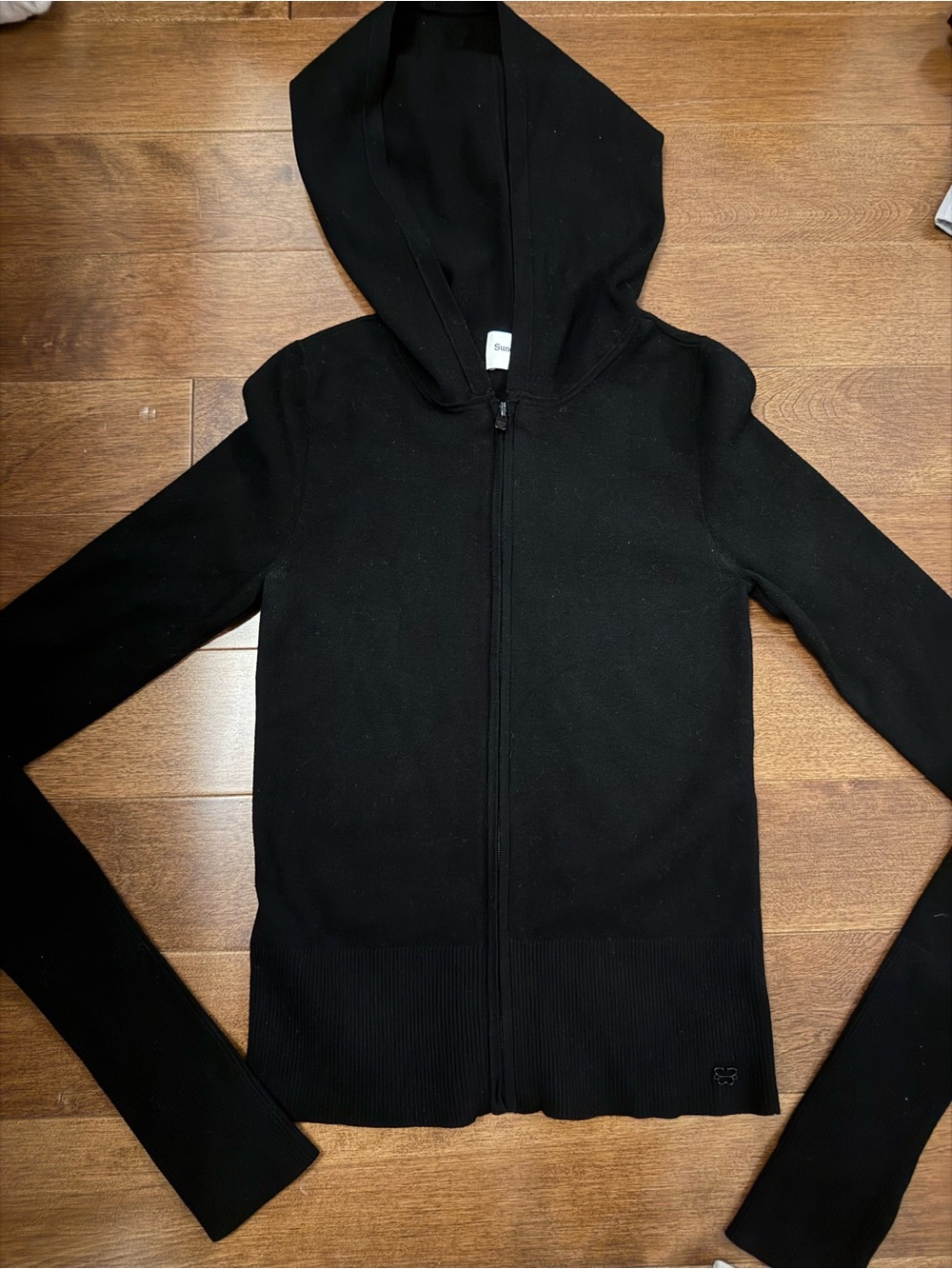 Aritzia Black Zip-Up Sweater